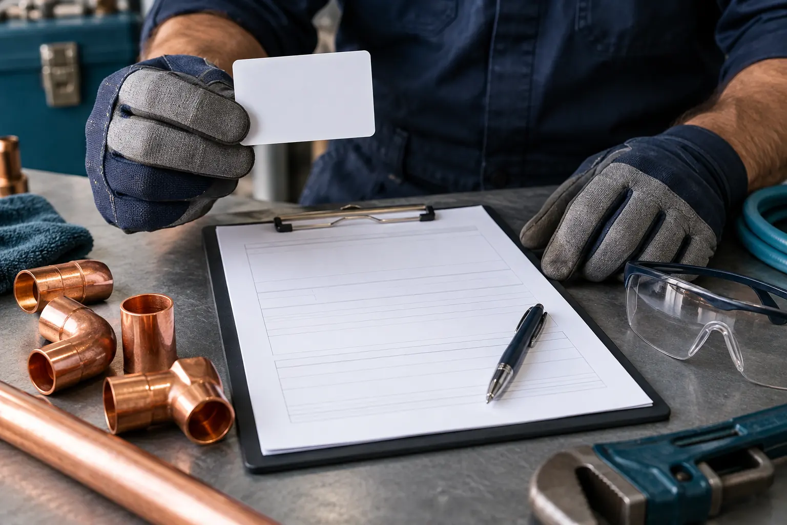 Plumbing compliance documents and fittings prepared for verification